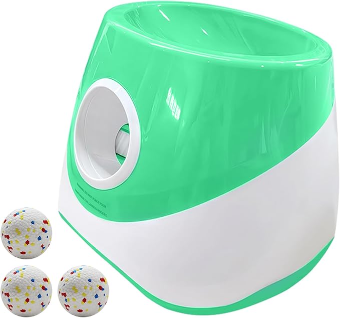 Automatic Ball Launcher for Dogs with 3 Tennis Balls - Interactive Dog Toy with 3 Adjustable Distances, Rechargeable Ball Thrower for Small & Medium Dogs, Indoor Outdoor Fetch Machine for Pet Exercise