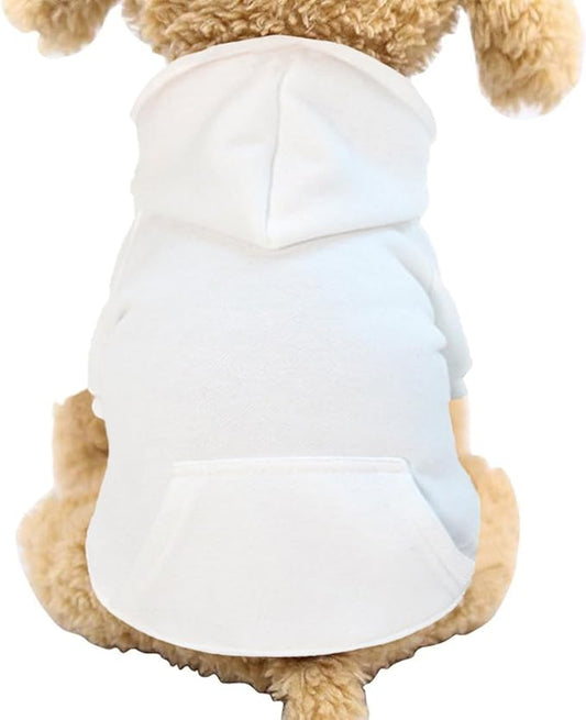 Jecikelon Soft Dog Hoodies for Small Dogs, Fleece Puppy Sweatshirt with Pockets, Warm Winter Cold Weather Coats for Pet Cat, Cute Clothes Puppy Costume (White, X-Small)