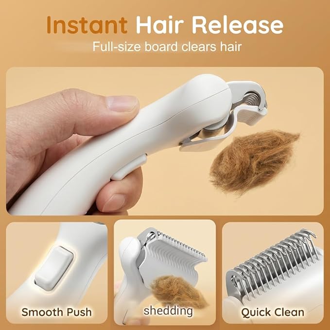 Dematting Comb for Dogs and Cats, Undercoat Rake Pet Brush for Long Hair, Dual-Sided Pet Grooming Brush Removes Tangles Knots and Loose Fur, Deshedding Grooming Tool (white)