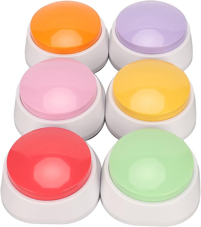 6 PCS Voice Recording Button, Dog Buttons, Communicati Recordable Dog Talking Buttons Set, Dog Buttons for Communication, Pet Command Buttons for Training Cats Dogs