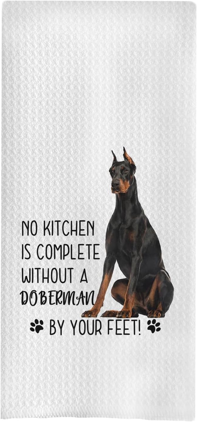 Doberman Dog Kitchen Towels - Doberman Gifts for Doberman Lovers, Doberman Dog Hand Towels Dish Towels, Doberman Stuff,Doberman Decor No Kitchen is Complete Without a Doberman, 16x24 Inch