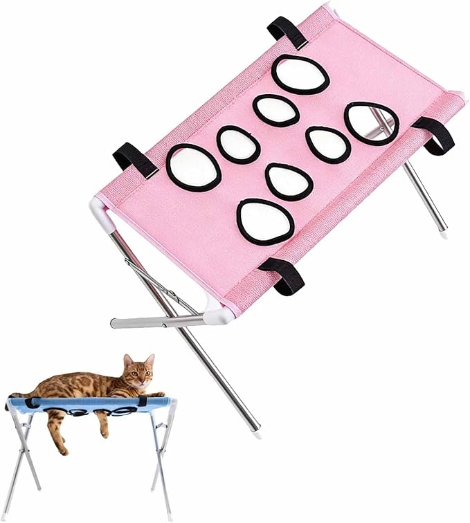 Pet Grooming Hammock with Washing Eight Hole Hammock Helper Hanging Harness for Picking Ears Nail Clipping Home (Pink)