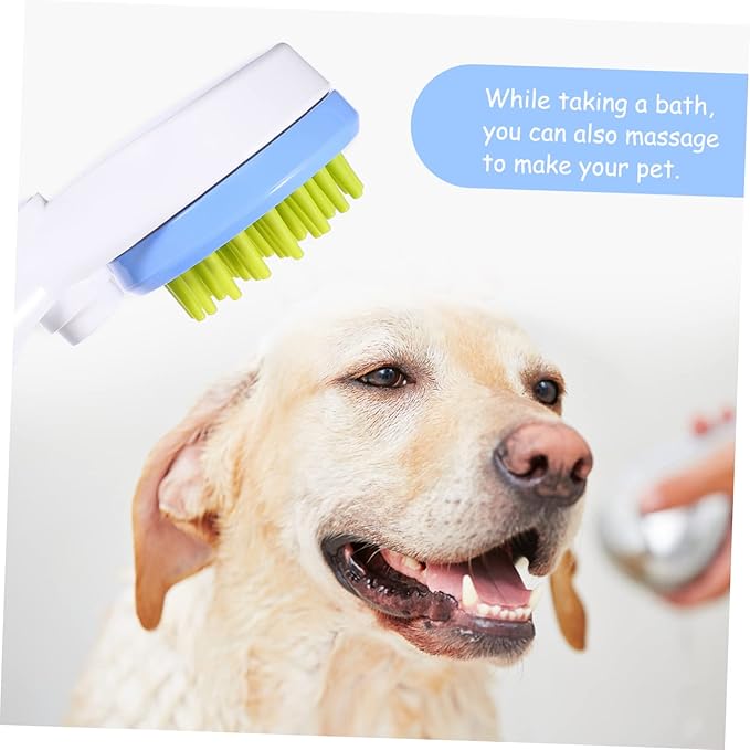 POPETPOP Portable Dog Shower Sprayer with Massage Brush Hose Pet Bathing Tool for Puppy Grooming Durable Handheld Sprinkler Reducing Water and Shampoo Use