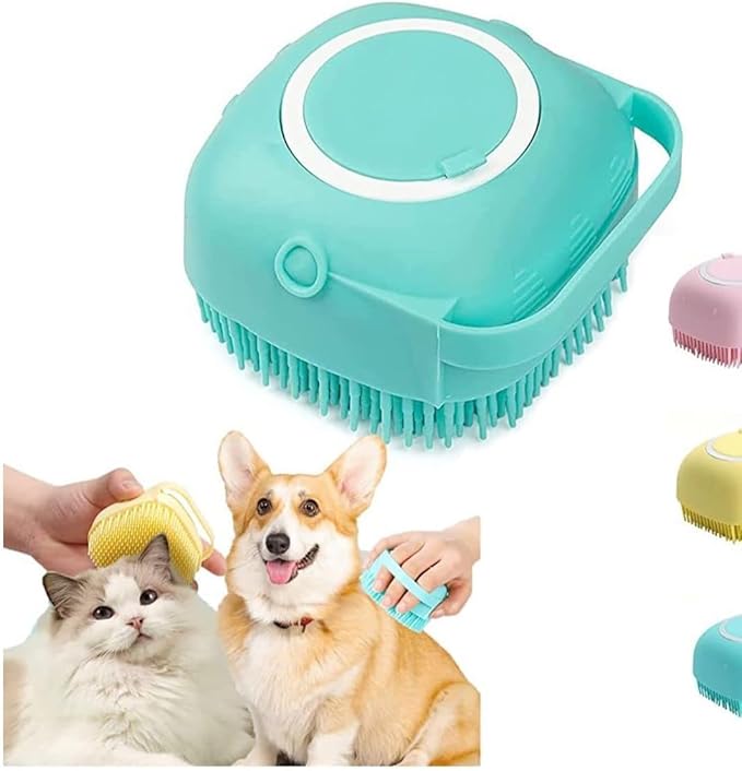 Dog Cat Bath Shampoo Brush Bubble for Bathing Dogs Dog Soap Brush with Soap Dispenser Dog Shower Silicone with Loop Handle for Pets Dogs Cats Doggie