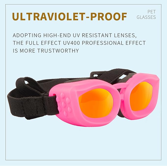 Dog Goggles Small Breed, UV/Wind/Dust/Fog Protection Pet Sunglasses with Adjustable Strap,Outdoor Dog Sunglasses for Small Dogs,Easy Wear