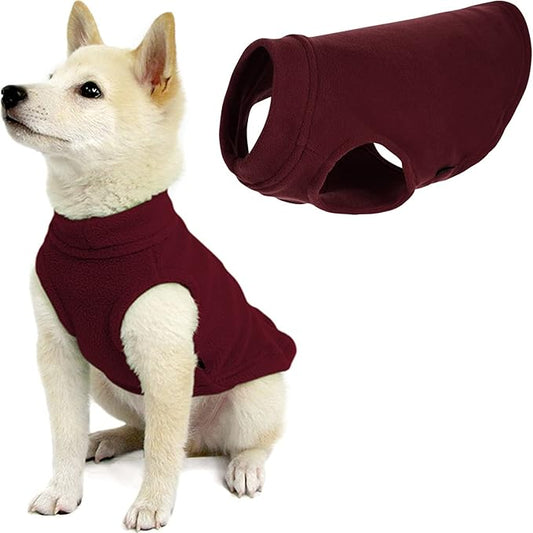 Gooby - Stretch Fleece Vest, Pullover Fleece Vest Jacket Sweater for Dogs, Burgundy, Small Length (8.5")