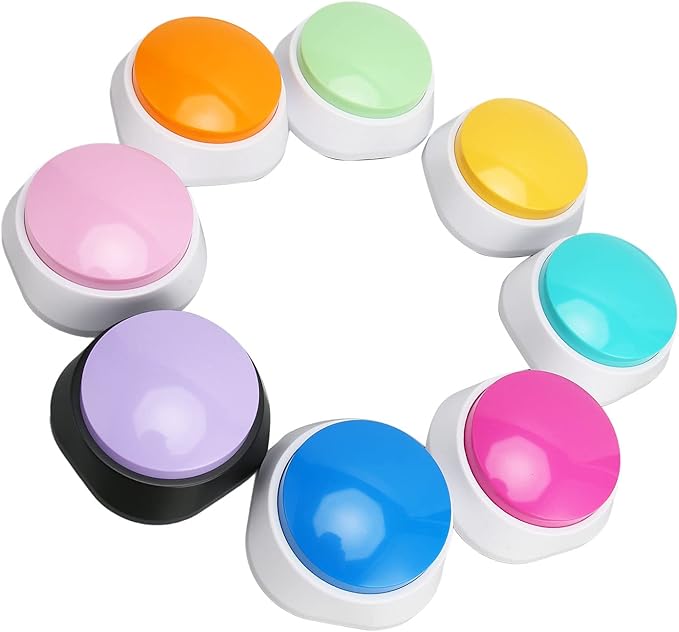 Focket Dog Talking Buttons, 30-Second Voice Recording Clear Sound Recordable Pet Buttons, Pet Training Buzzers with 8-Color Set for Dog and Cat Communication Training Starter Pack Easy