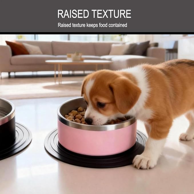2 Pack Silicone Pet Food Mat, Small Rubber Mat for Cat & Dog Bowl, Cat Food Mat, Waterproof Placemat Protect Floor Around Food and Water Bowl, 9.5"x9.5"