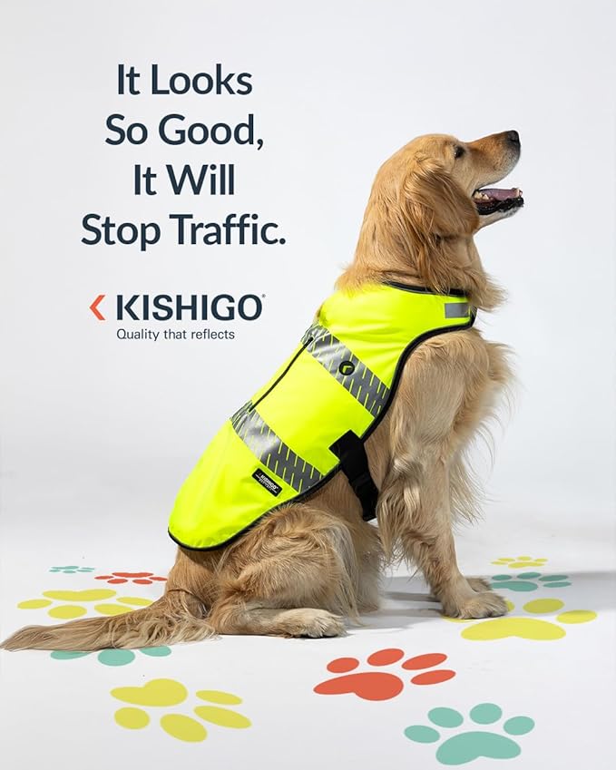 Reflective Dog Safety Vest, Harness and Collar Compatible, Waste Bag Holder, Water Resistant, Adjustable Neck and Chest, Day or Night Walking, High-Visibility Protection (Lime, S)