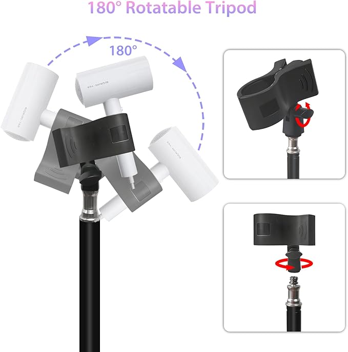 Hair Dryer Stand With 180 Degree Rotating, Free Hands Blow Dryer Holder With Tripod And Universal Clip, 30-61 Inch Adjustable Hair Dryer Holder For Bathroom, Vanity, Makeup Room