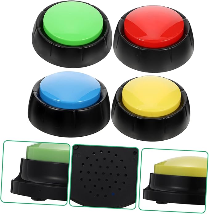 POPETPOP 4pcs Interactive Dog Talking Button Wear-Resistant Recording Pet Communication Buttons for Dogs Random Color