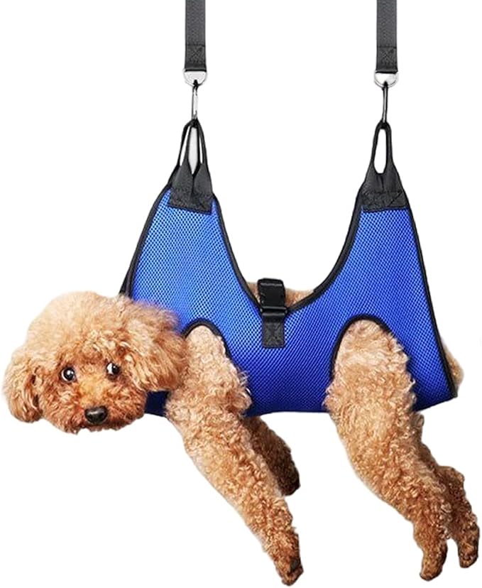 Portable Dog Hammock – Nail Trimming Harness Organizer, Bathing Block with Feature, Canvas Frame Gear with Feature, Hammock Functional Styling, Pet Supplies for Grooming, Large Breed, Indoor