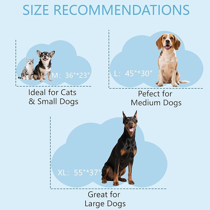 BECEMURU Dog Cooling Mat, Thickened Soft Pet Cooling Pad for Summer, 36"x23" Cloud-Shape Pet Bed for Crate Kennel Sofa, Non-Gel Coolness, Machine Washable & Durable - Keep Pet Cool and Comfortable