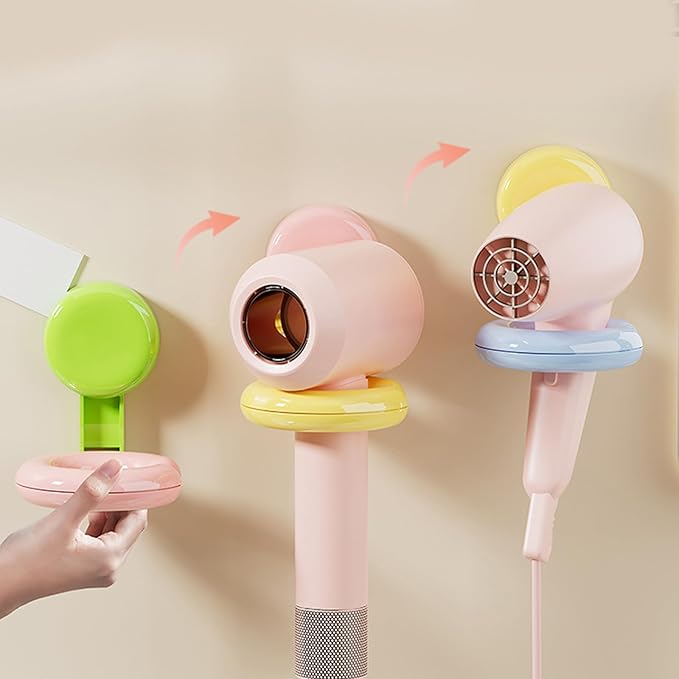 Space Saving Wall Mount Hair Dryer Holder Strong Adhesive Suction Cup Holds 5kg for Home Salon Bathroom Wall Mounted Hair Dryer Holder