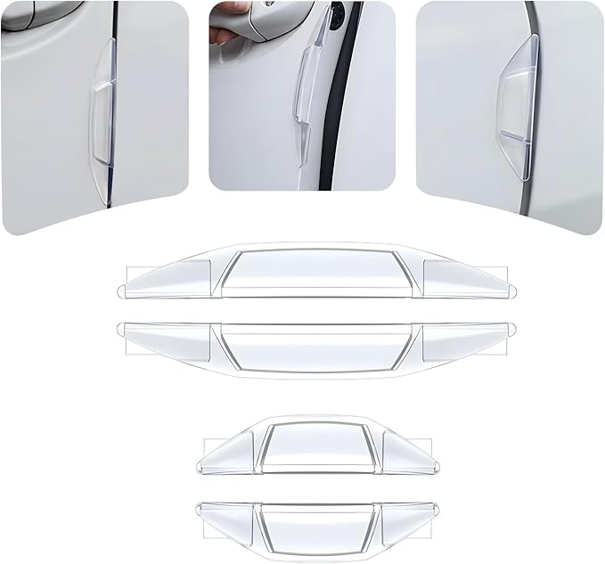 4 PCS Car Door Bumper Protectors, Anti-Collision SRS Cushioning Strip, High Elasticity Waterproof Guard Sticker, Universal Self-Adhesive Protector Trim for Door Rearview Mirror (Transparent)
