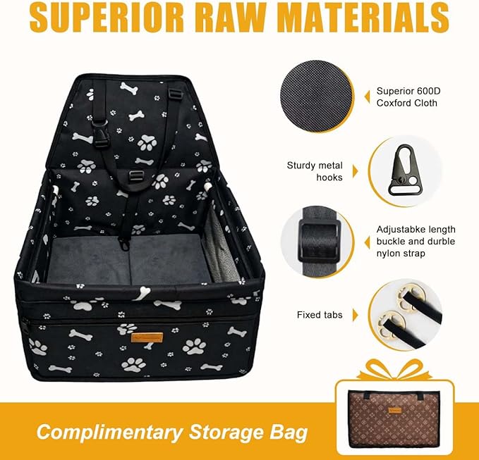 Pet Dog Booster Seat, Upgrading the Framed wall to Prevent Collapse，Breathable and Foldable Pet Car Basket，Removable and Washable pet car seat，Suitable for Small Pets Weighing no More Than 15BL