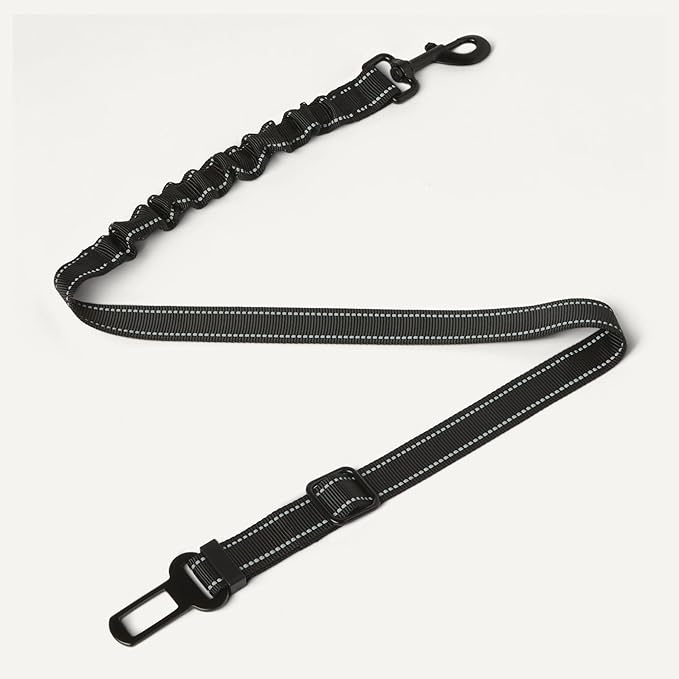 Amazon Basics Dog seat Belt, Adjustable Dog Car Harness, Adjustable Length 26"-39", Includes Collapsible Travel Bowl, Black
