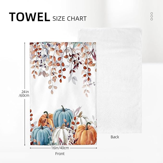 Fall Kitchen Towels Autumn Maple Leaf Pumpkins Dish Towel 16×24 Inch Soft Absorbent Farmhouse Thanksgiving Hand Cloths for Kitchen Drying Decore Set of 2