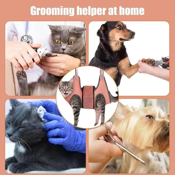 Dog Grooming Hammock, Cat Hanging Harness for Nail Trimming with Nail Clippers, Dog Sling for Nail Clipping, Grooming Harness for Dogs at Home (Orange, s)