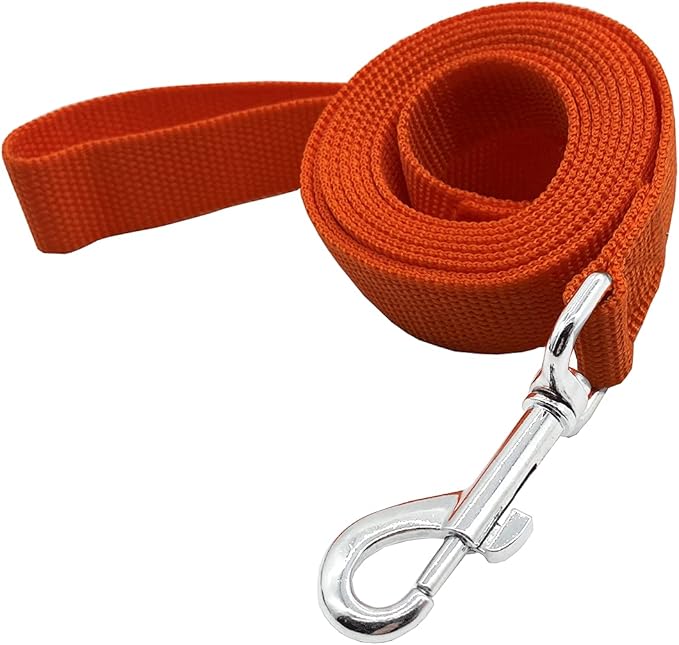 Nylon Dog Training Leash, Traction Rope, 4Ft /5 Foot /6 Feet Long, 5/8 inch 3/4 Inch 1 Inch Wide, for Small and Medium Dogs (5/8'' x 6 FT, Orange)