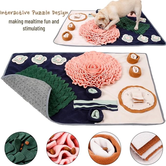 Dog Snuffle Mat Slow Feeding Mats Sniffing Puzzle Toys Interactive Burrow Activity Hide and Seek Enrichment Toys for Foraging Training Dog Gifts for Small Medium Large Dogs (Dinning Set)