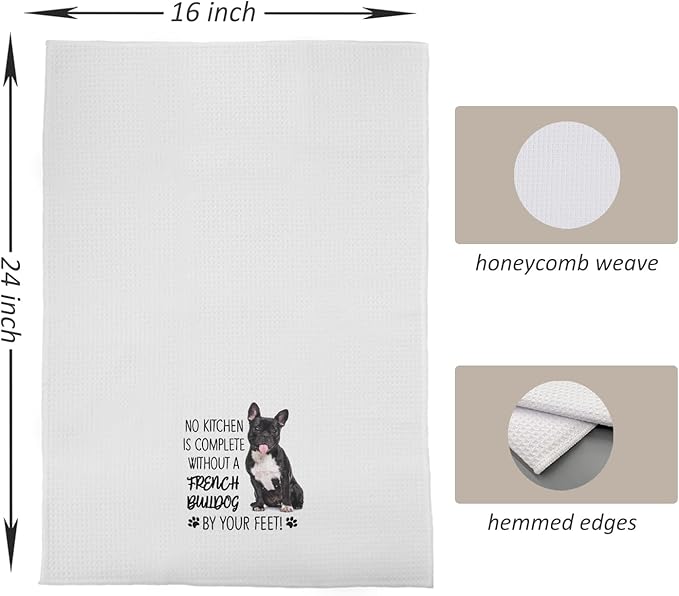 French Bulldog Kitchen Towels - French Bulldog Gifts for Women, Gifts for French Bulldog Lovers, No Kitchen is Complete Without a French Bulldog Dog Hand Towels Dish Towels, 16x24