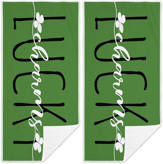 Happy St. Patrick’s Day Hand Towels Set of 2 Lucky Charms Shamrocks Green Clover Leaves Blessed Kitchen Towel Microfiber Spring Holiday Farmhouse Decorative Towels 13.8"X29.1"