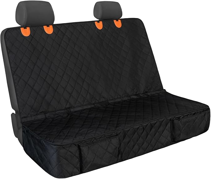 Dog Car Seat Cover for Back Seat, Waterproof and Non-Slip, Heavy-Duty Pet Seat Protector with Full Protection for Rear Bench on Cars SUVs Small Trucks (Black, Standard Back)