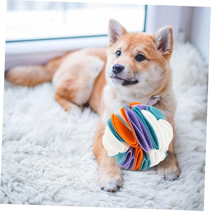 FRCOLOR 2pcs Dog Sniffing Ball Interactive Dog Toys for Boredom Feeding Small Balls Teething Toy Treat for s Pet Sniffing Snuffle for s Food Felt Cloth Chew Mat