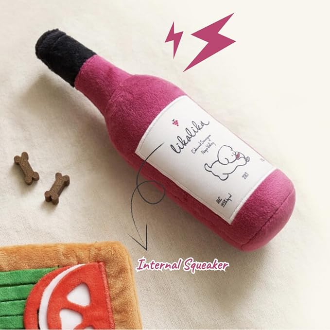 Dog Snuffle Mat Slow Feeding Mats Sniffing Puzzle Toys Interactive Burrow Activity Hide and Seek Enrichment Toys for Foraging Training Dog Gifts for Small Medium Large Dogs (Menu Set with Wine Bottle)