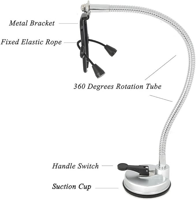 Hair Dryer Stand, Blow Dryer Stand, 360 Degree Rotating Lazy Hair Dryer Stand Hand with Heavy Base, Adjustable Height Standing Hair Dryer, Blow Dryer Holder for Countertop