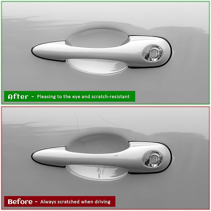 8PCS Car Door Handle Protector, Anti-Scratch Transparent Car Doors Bowl Covers Paint Guard Stickers, Waterproof Clear Self-Adhesive Door Cup Protective Film for Most Vehicles