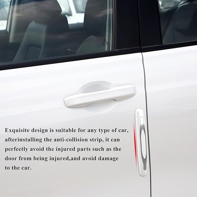 DXNQ 4 PCS Car Door Edge Guards, Anti-Scratch Door Edge Guards Trim Strip with Self Adhesive, Car Door Protector Bumper Guards for Most Cars Trucks SUVs, Exterior Car Accessories (White)