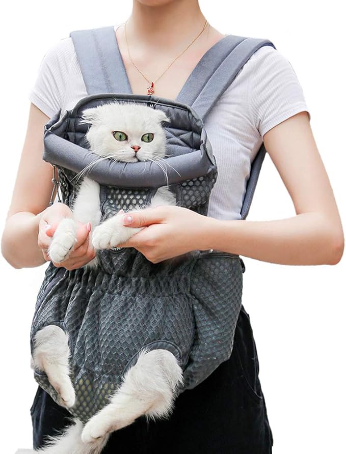 Dog Backpack Carrier Small Dog Backpack, Pet Dog Front Backpack Legs Out Chest Carrier for Small Dogs, Cat Backpack Carrier Dogs Travel Back Pack Hands-Free Hiking Bike Motorcycle (Size:11–19 lbs)
