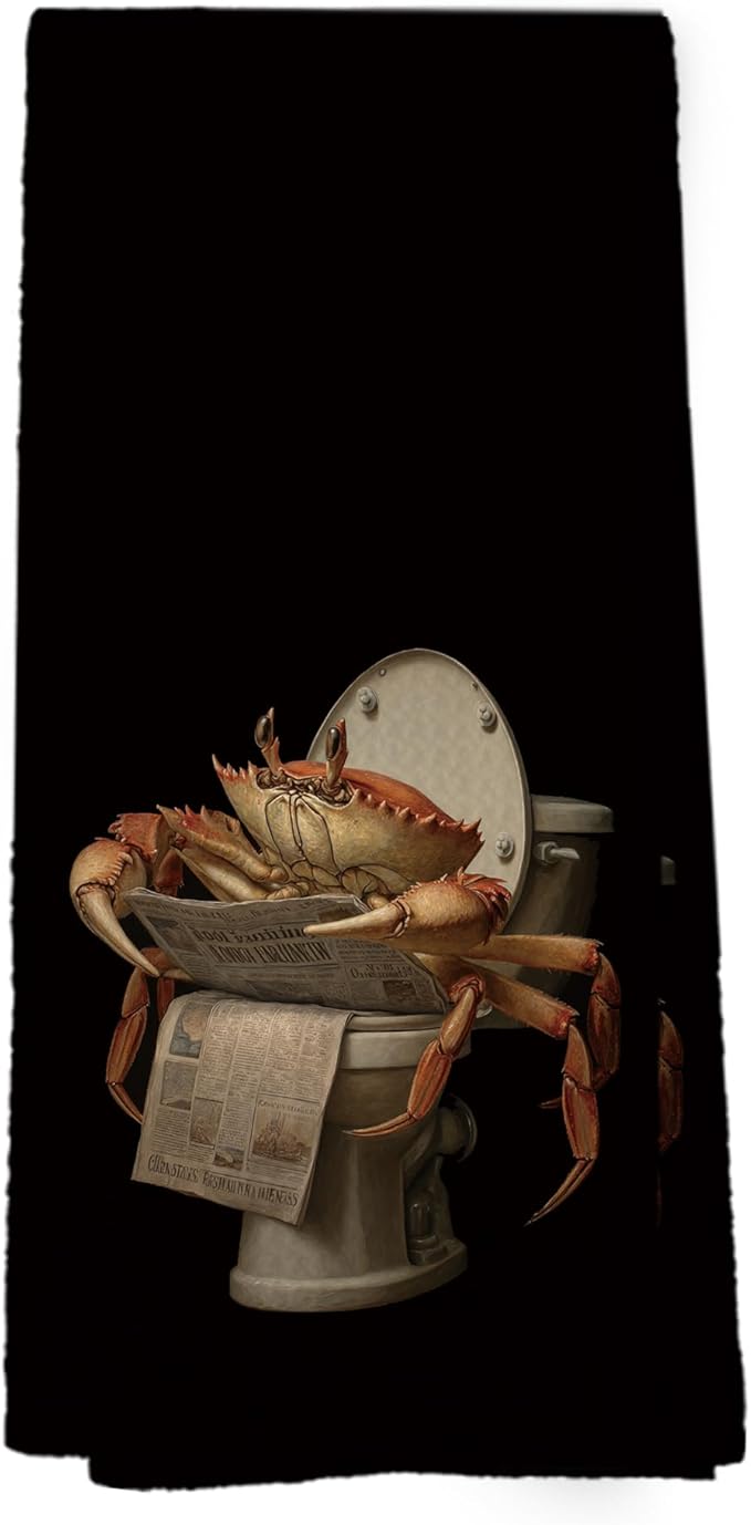 Funny Coastal Crab Hand Towels, Crab Beach Hand Towel for Bathroom Decor, Coastal Beach Ocean Marine Life Decorative Towels for Bathroom Washroom Restroom 16x24 Inch