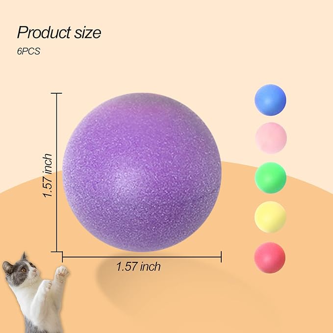 Andiker Cat Track Toy Balls, 6pcs Colorful Cat Toys for Indoor Cats Lightweight and Bounce Durable 1inches Replacement Balls for Cat Tower Toy (6pc)