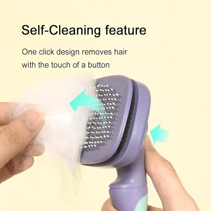 One for Pets 360-degree Rotating Head Self-Cleaning Dog&Cat Slicker Brush, Cat Brush with Release Button, Indoor Cats Shedding, for Cat and Dog Grooming (Green & Orange)