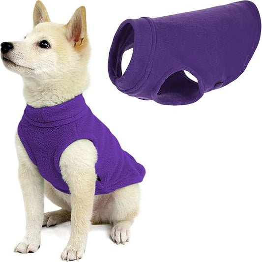 Gooby - Stretch Fleece Vest, Pullover Fleece Vest Jacket Sweater for Dogs, Violet, Small Length (8.5")