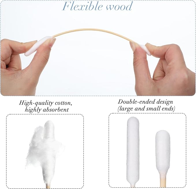 InnoHHustle 100 Pcs 6 Inch Long Cotton Swab for Dogs Ears Double Sided Qtips Dog Ear Swabs Large Wooden Cleaner Buds Tool Pet Ear Cleaning Solution Supplies for Dogs and Cats