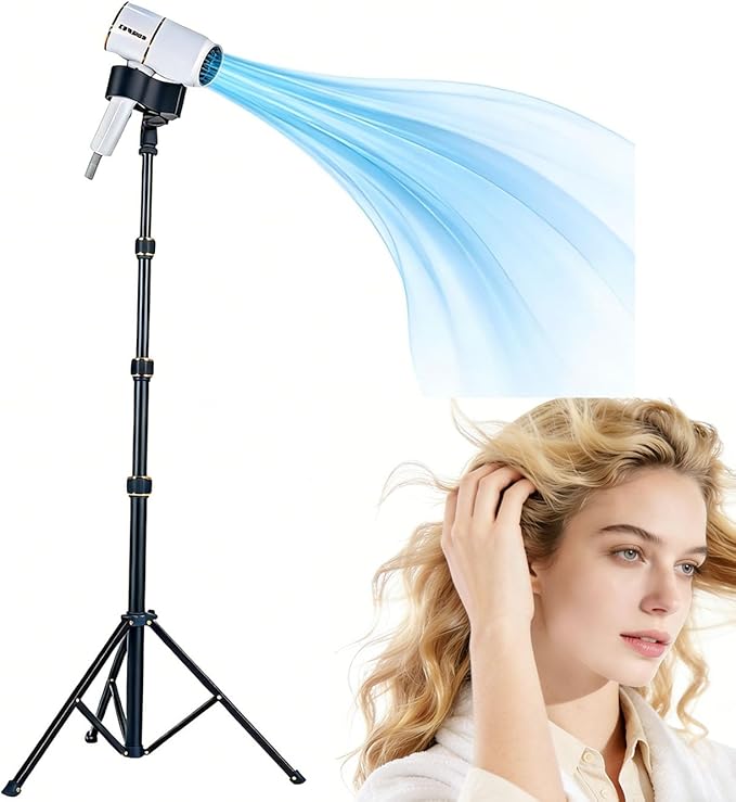 Hair Dryer Holder,Hands-Free Below Dryer Stand with Adjustable 23-77 Inch,Heavy Duty Hair Styler Stand For Children,The Elderly,Frozen Shoulder,Pets,Universal Clips For 99% Hair Dryer with Free Phone Holder