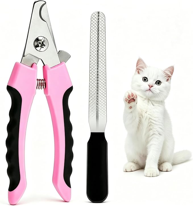 Pet Grooming Nail Clippers and File Set for Dogs & Cats -Durable Stainless Steel, with Protective Guard- for Pet Owners - Suitable for Regular Grooming - Great Gift for Pet Lovers