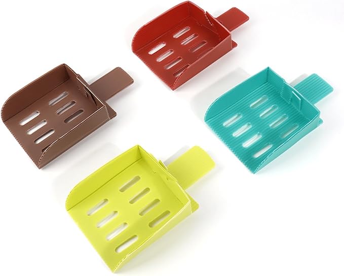 4-Pack Disposable Foldable PP Cat Litter Scoops – Lightweight Portable Design for Travel, Camping, and Temporary Use, Random Colors