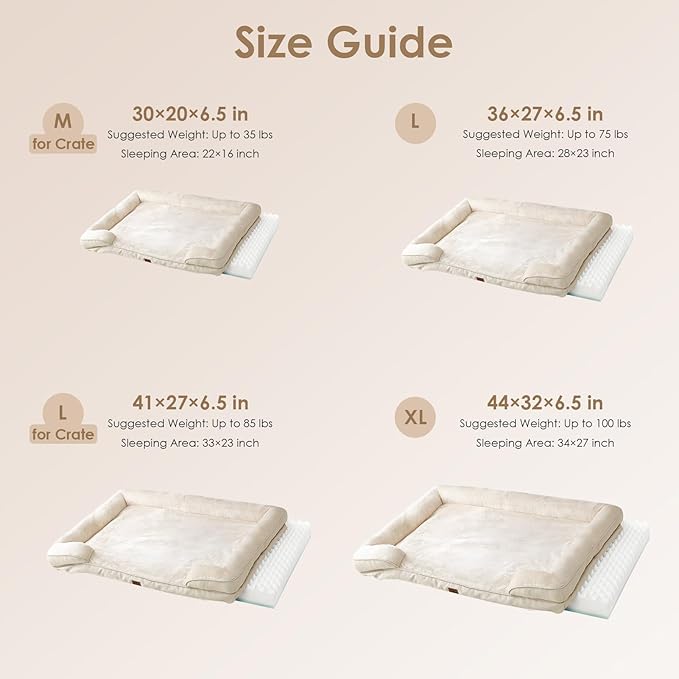 EHEYCIGA Dog Bed Cover Replacement for Large Sized Dog Bed, Waterproof Washable Removable Cover for Orthopedic Memory Foam Dog Sofa, Non-Slip Bottom, Beige, Cover Only
