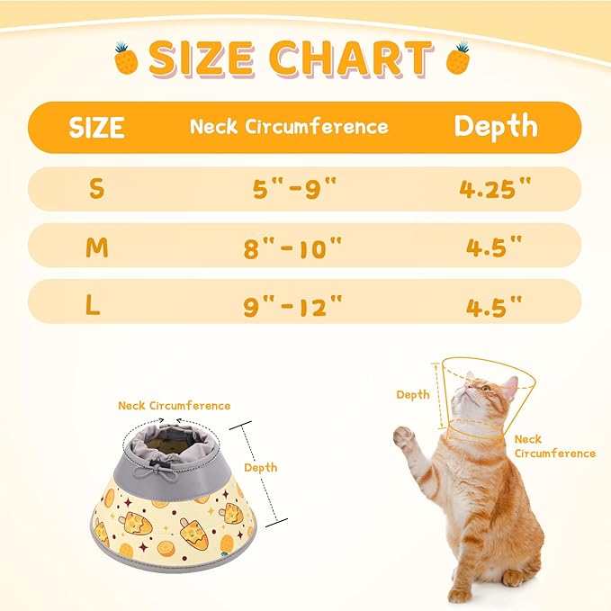 Cat Cone Collar Soft to Stop Licking, Adjustable, Foldable Lightweight Kitten Cones After Surgery Recovery for Cats & Kittens, Cat Cone Alternative, Easy Eating (Yellow, S)