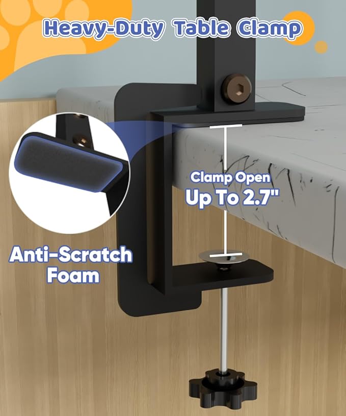 Dog Grooming Arm with Clamp for Large Dog, Adjustable Height to 33in and Width to 43in, Pet Grooming Table Arm with 2 Loop Noose & 2 No Sit Haunch Holder for Home & Store (Table Not Include)