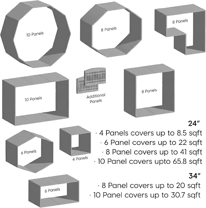 IRIS USA 24" Dog Playpen 4-Panel Pet Exercise Pen with Door Gate 35 x 35 x 24 Puppy Play Pen Indoor Outdoor Plastic Foldable Portable Pet Fence for Small Medium Dogs Puppies Multiple Pets Gray