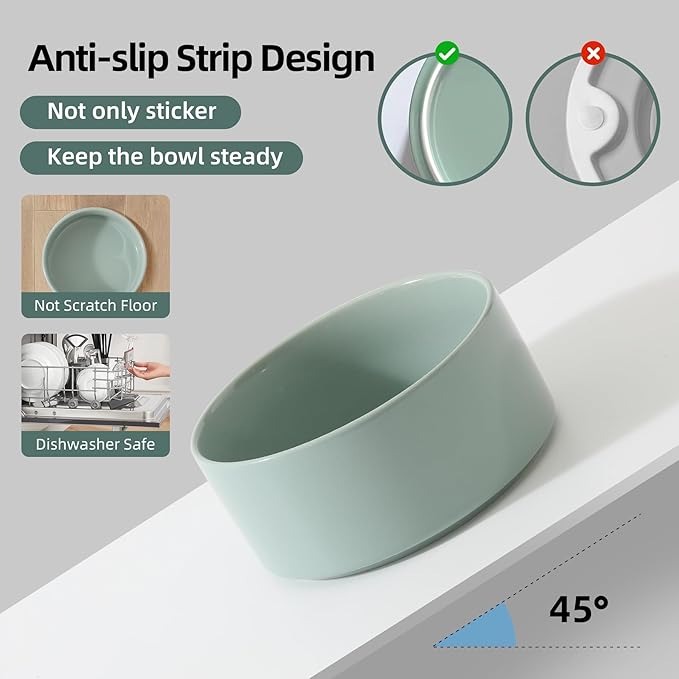 Havniva 6.1inch Ceramic Raised Dog Bowl with Stand, Double Dog Bowls Elevated for Small and Medium Breed Dog Food and Water Bowl Set Non-Slip Dog Dish Large Capacity Feeding Pet Water Bowl
