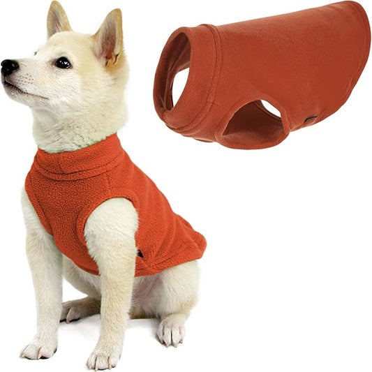 Gooby Stretch Fleece Vest Dog Sweater - Pumpkin, X-Small - Warm Pullover Super Stretchy Fleece Dog Jacket for Small to Large Dogs