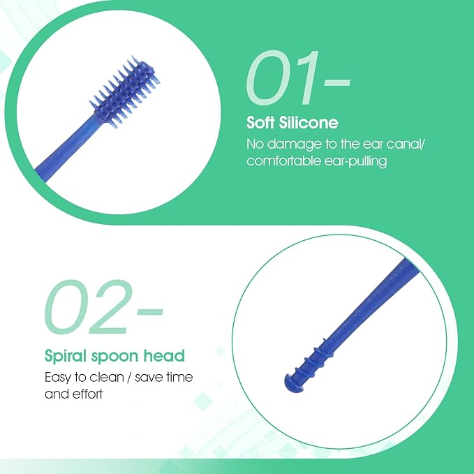8 Pcs Earwax Cleaners,Silicone Ear Wax Removal Tool,Spiral Ear Cleaning Kit Reusable Soft Silicone Ears Cleaner Safe Ears Scratcher Scoop Tool Earwax Removal Tools for Olders Adult Kids
