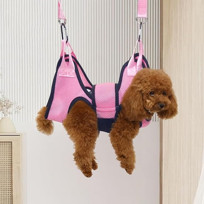 Dog Grooming Hammock, Helpful Hammock for Nail Trim, Restraint Sling for Nail Clipping, Grooming Hammock for Dog Pet to Nail Trimming (Pink, S)